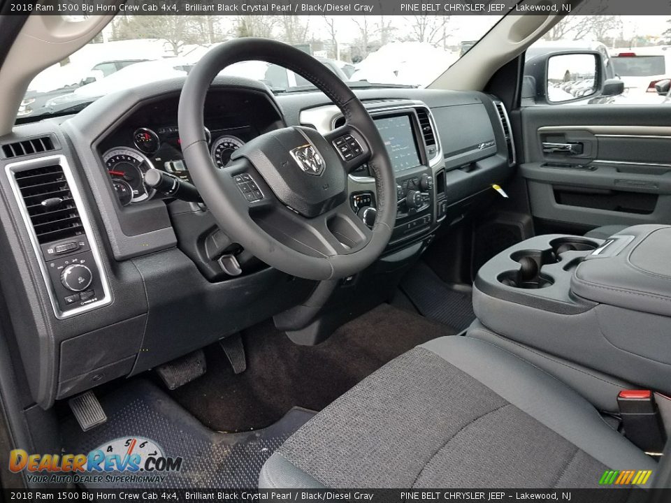 Black/Diesel Gray Interior - 2018 Ram 1500 Big Horn Crew Cab 4x4 Photo #7