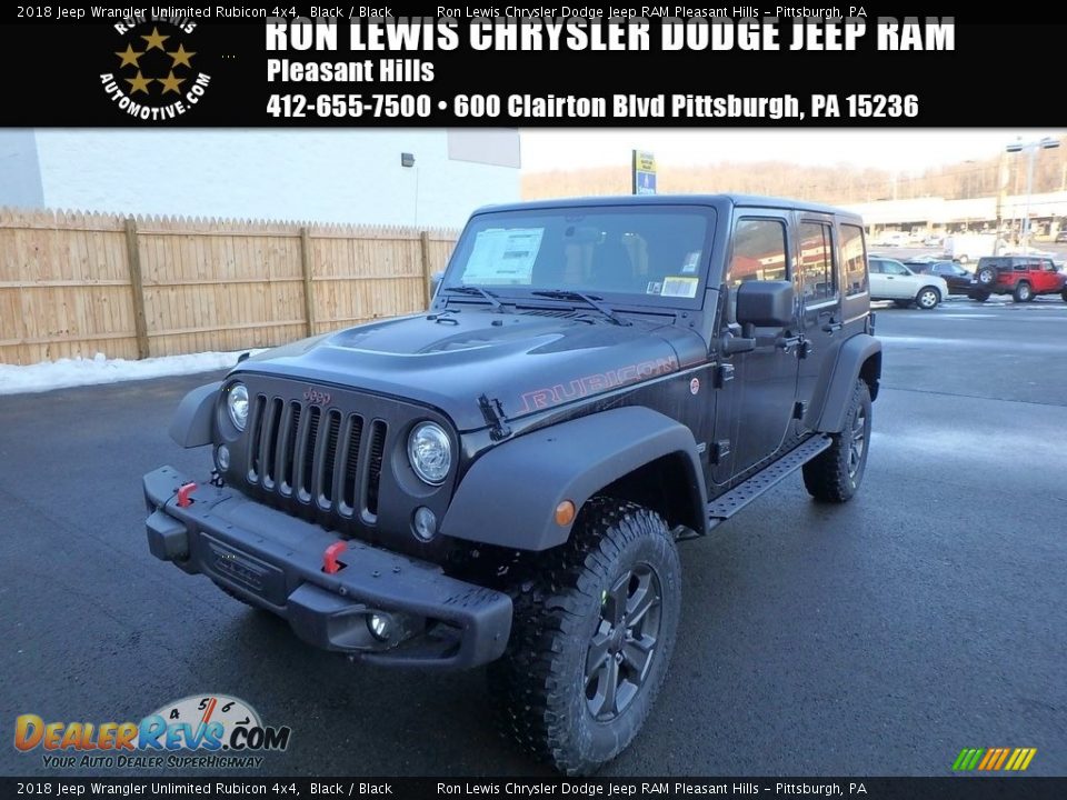 2018 Jeep Wrangler Unlimited Rubicon 4x4 Black / Black Photo #1