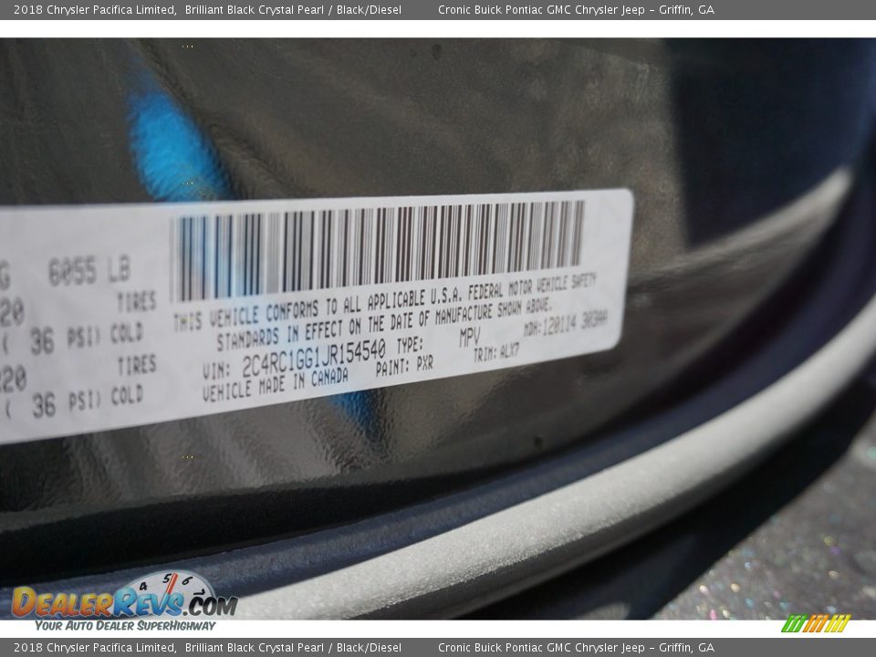 2018 Chrysler Pacifica Limited Brilliant Black Crystal Pearl / Black/Diesel Photo #16