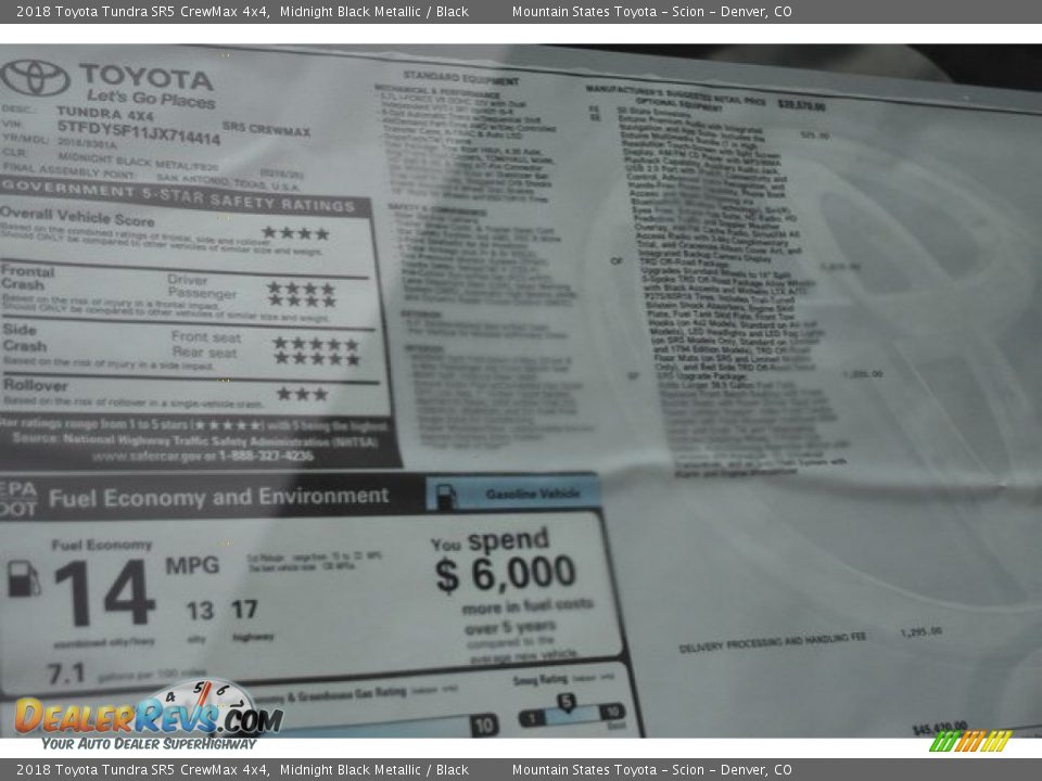 2018 Toyota Tundra SR5 CrewMax 4x4 Midnight Black Metallic / Black Photo #10