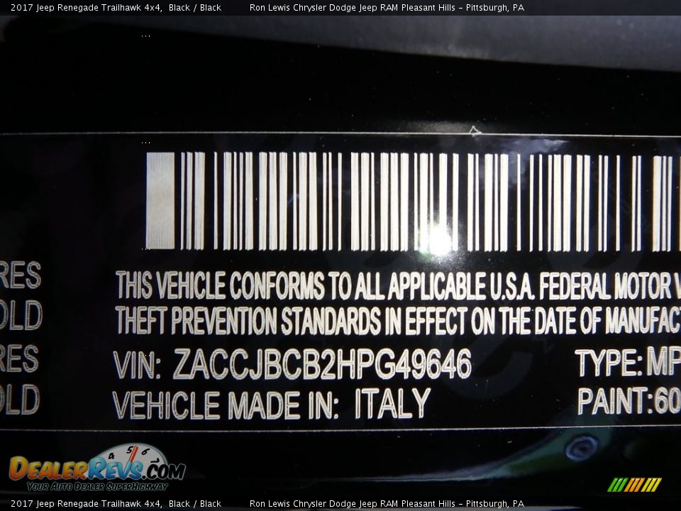 2017 Jeep Renegade Trailhawk 4x4 Black / Black Photo #14