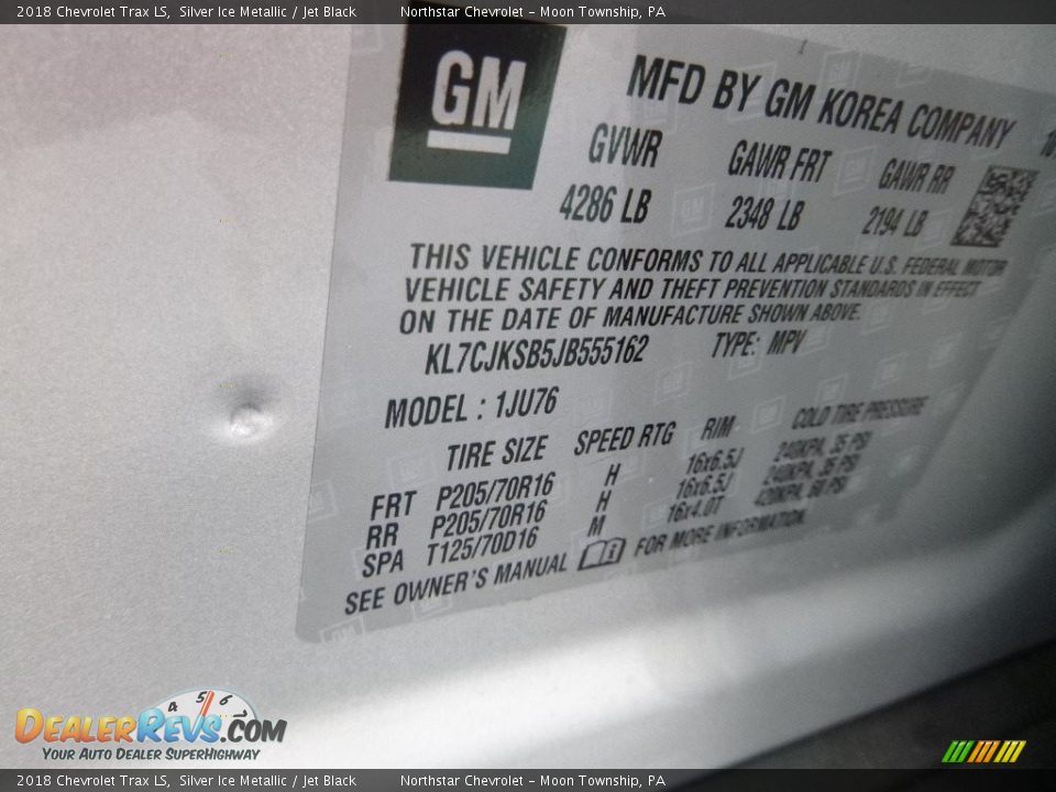 2018 Chevrolet Trax LS Silver Ice Metallic / Jet Black Photo #17