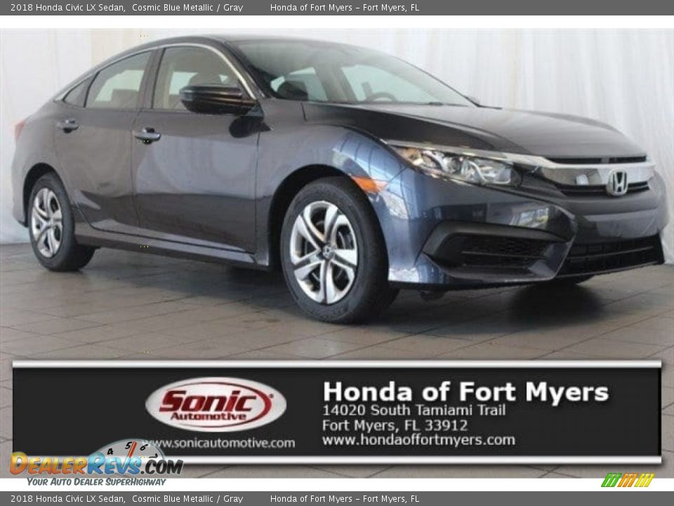 2018 Honda Civic LX Sedan Cosmic Blue Metallic / Gray Photo #1