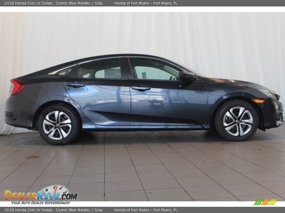 2018 Honda Civic LX Sedan Cosmic Blue Metallic / Gray Photo #3