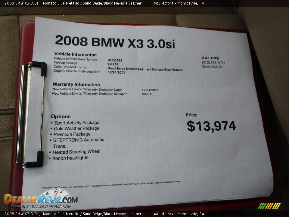 2008 BMW X3 3.0si Monaco Blue Metallic / Sand Beige/Black Nevada Leather Photo #11