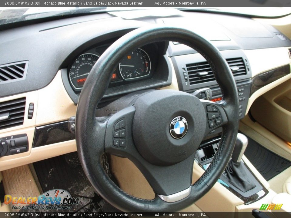 2008 BMW X3 3.0si Monaco Blue Metallic / Sand Beige/Black Nevada Leather Photo #14