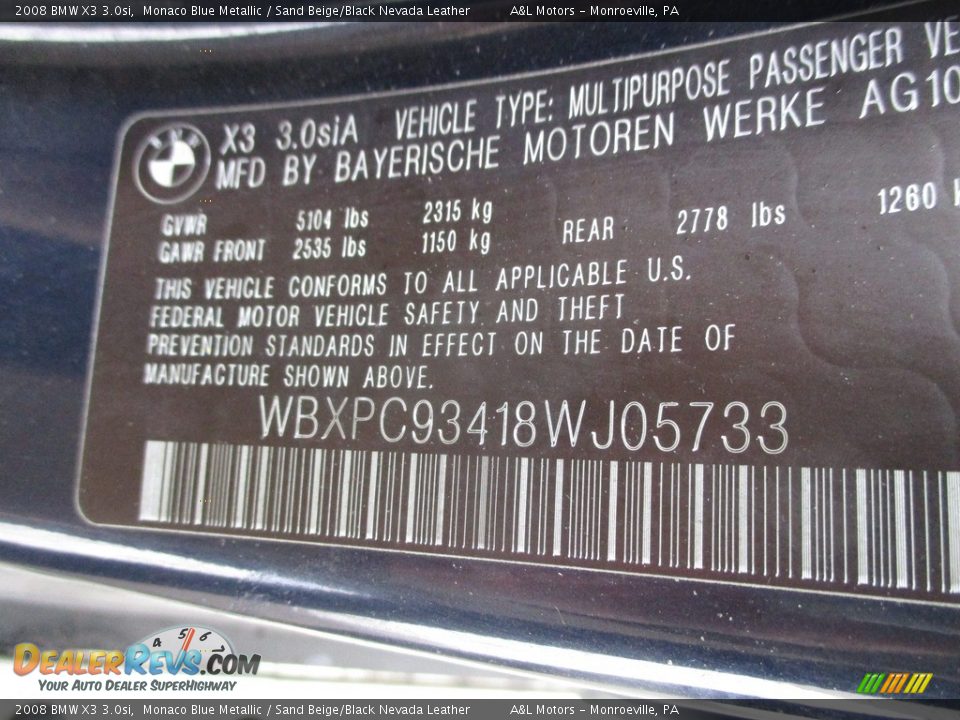 2008 BMW X3 3.0si Monaco Blue Metallic / Sand Beige/Black Nevada Leather Photo #19