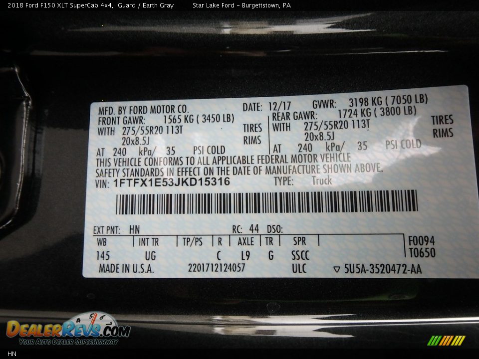 Ford Color Code HN Guard