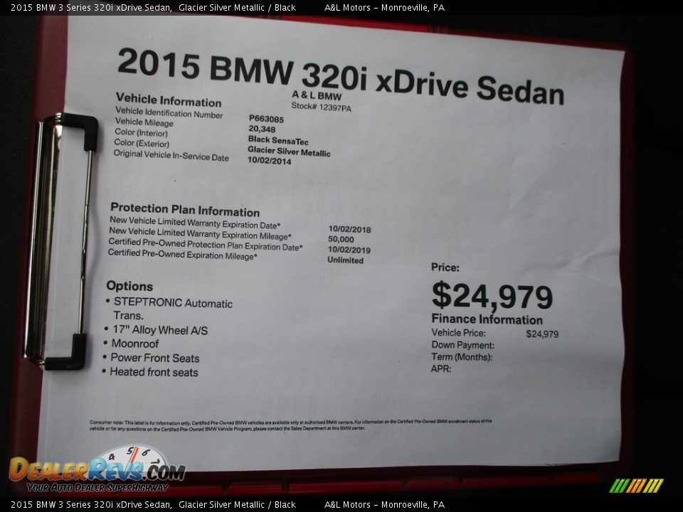 2015 BMW 3 Series 320i xDrive Sedan Glacier Silver Metallic / Black Photo #12