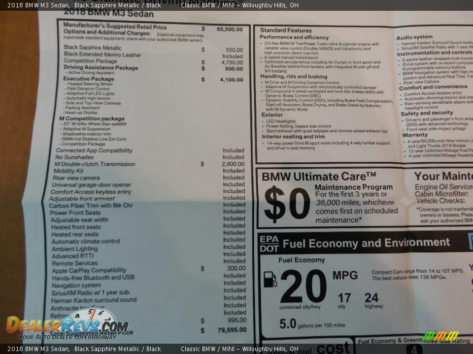 2018 BMW M3 Sedan Black Sapphire Metallic / Black Photo #6