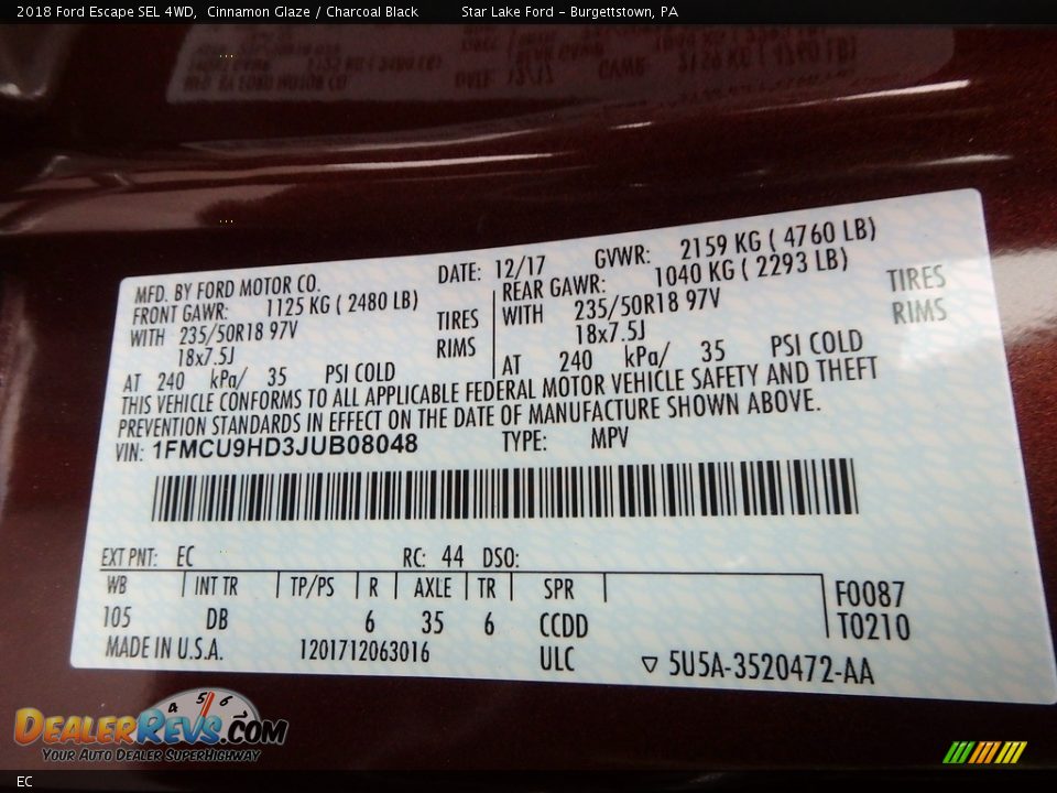 Ford Color Code EC Cinnamon Glaze