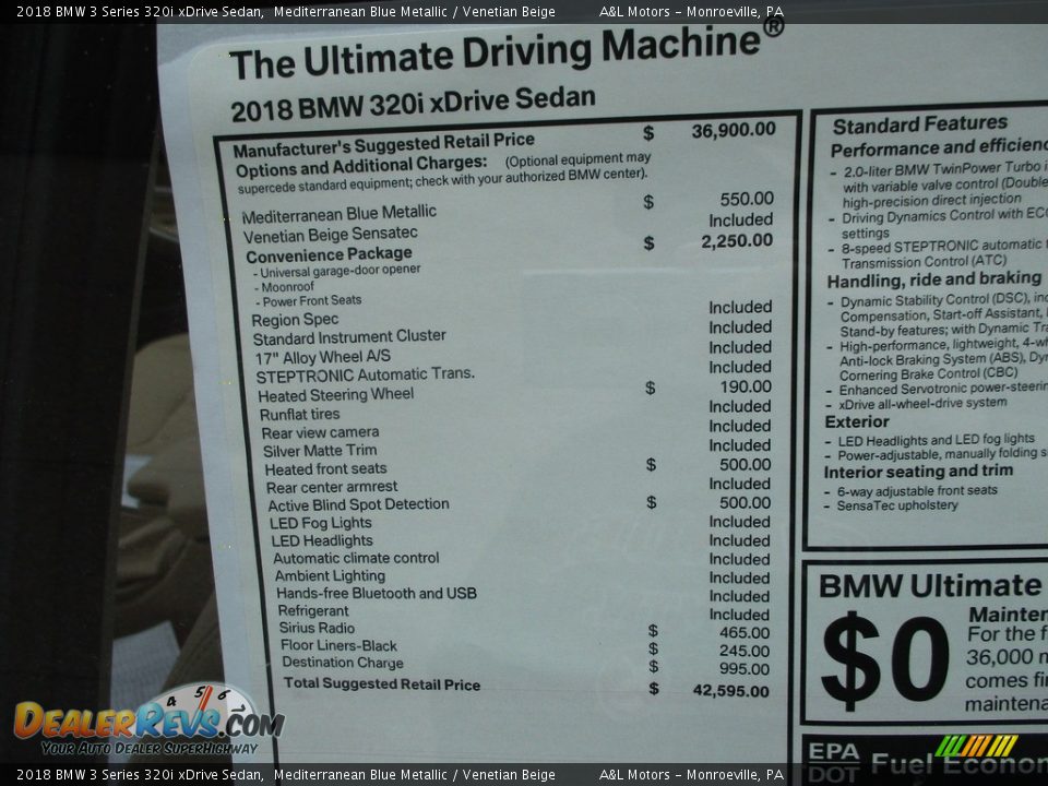 2018 BMW 3 Series 320i xDrive Sedan Mediterranean Blue Metallic / Venetian Beige Photo #7