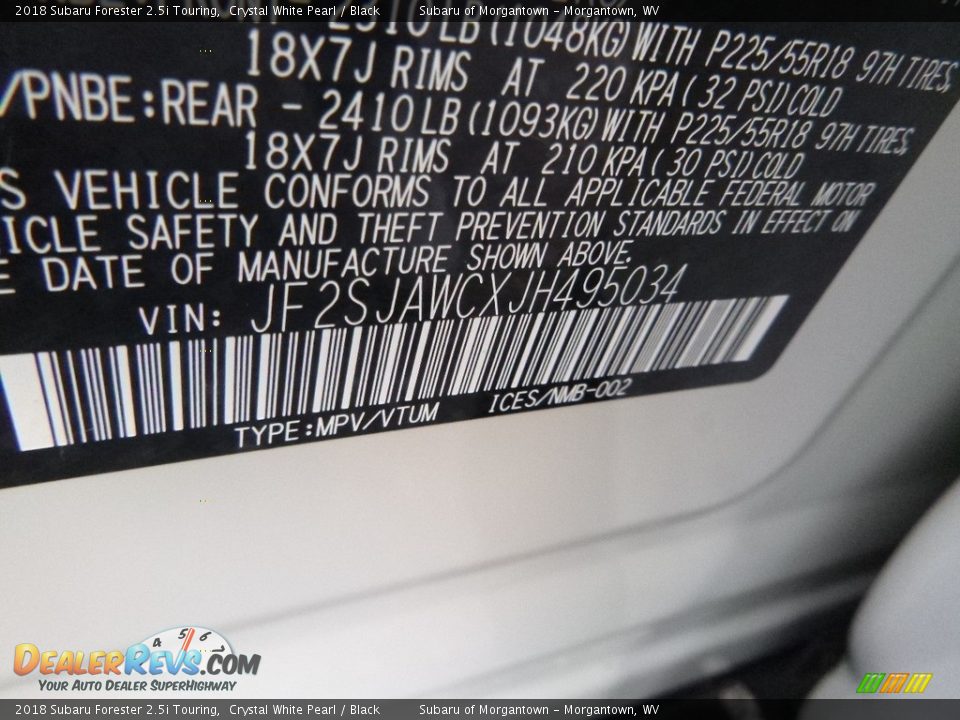 2018 Subaru Forester 2.5i Touring Crystal White Pearl / Black Photo #15