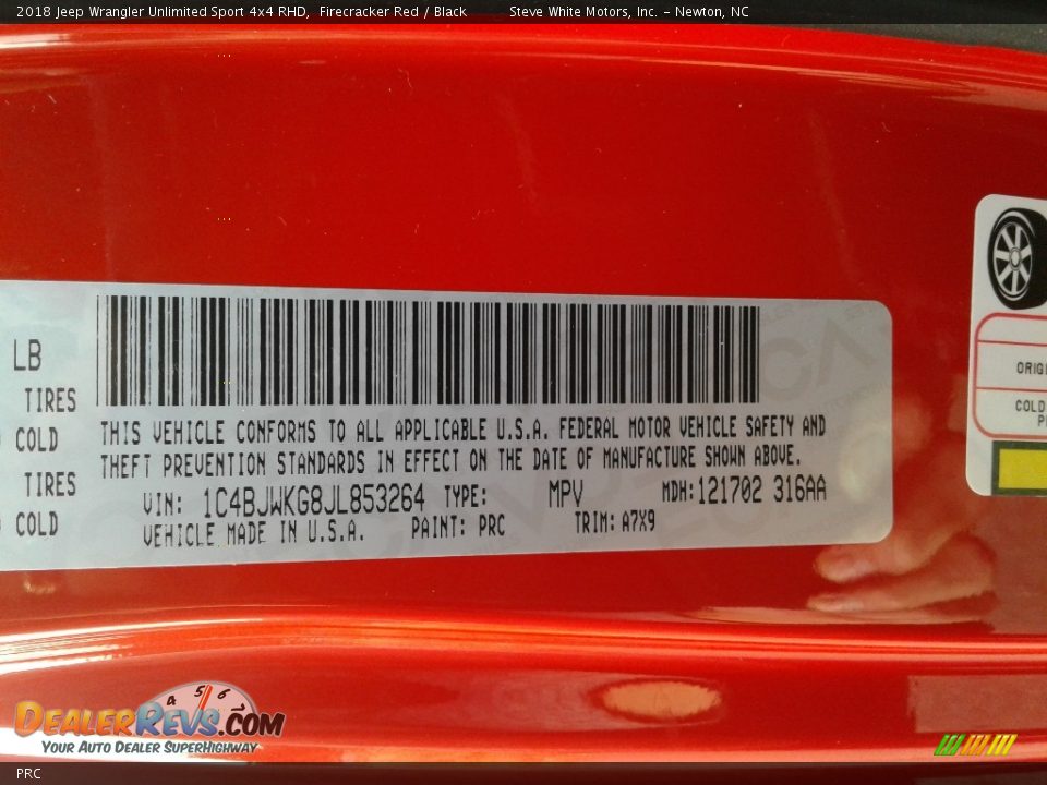 Jeep Color Code PRC Firecracker Red