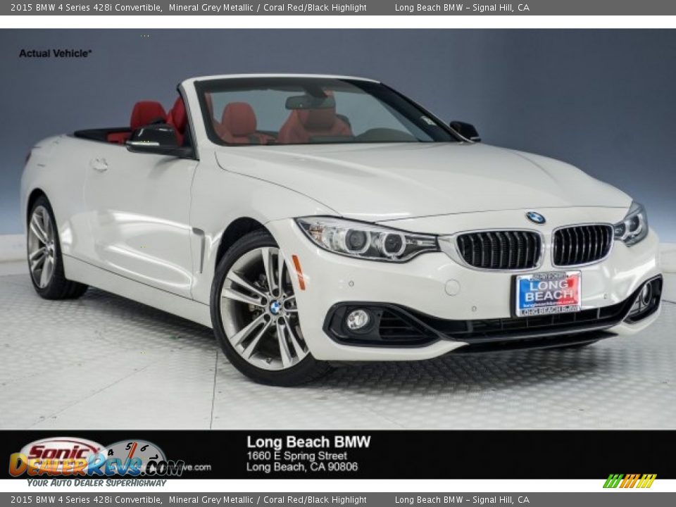 2015 BMW 4 Series 428i Convertible Mineral Grey Metallic / Coral Red/Black Highlight Photo #1