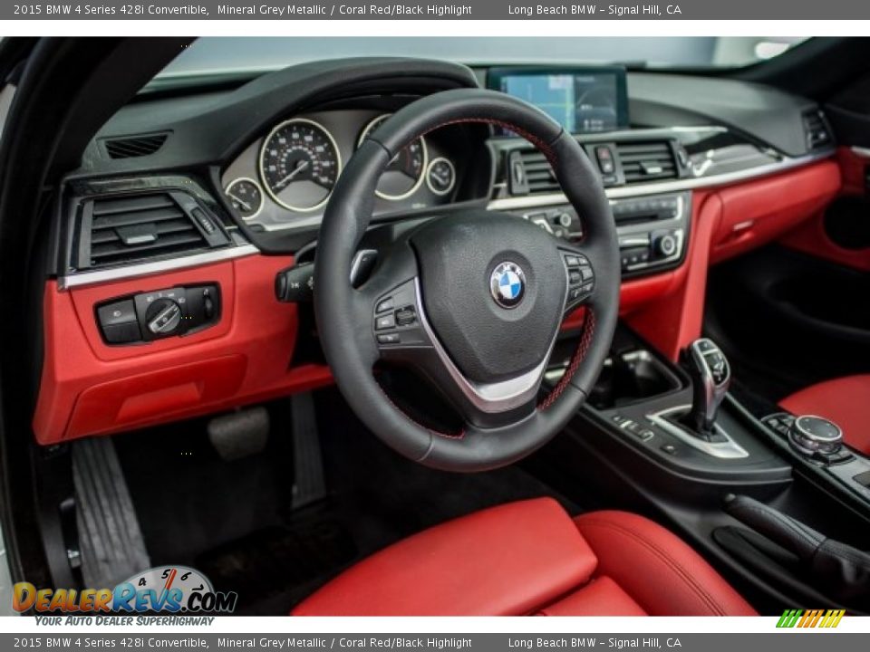 2015 BMW 4 Series 428i Convertible Mineral Grey Metallic / Coral Red/Black Highlight Photo #14