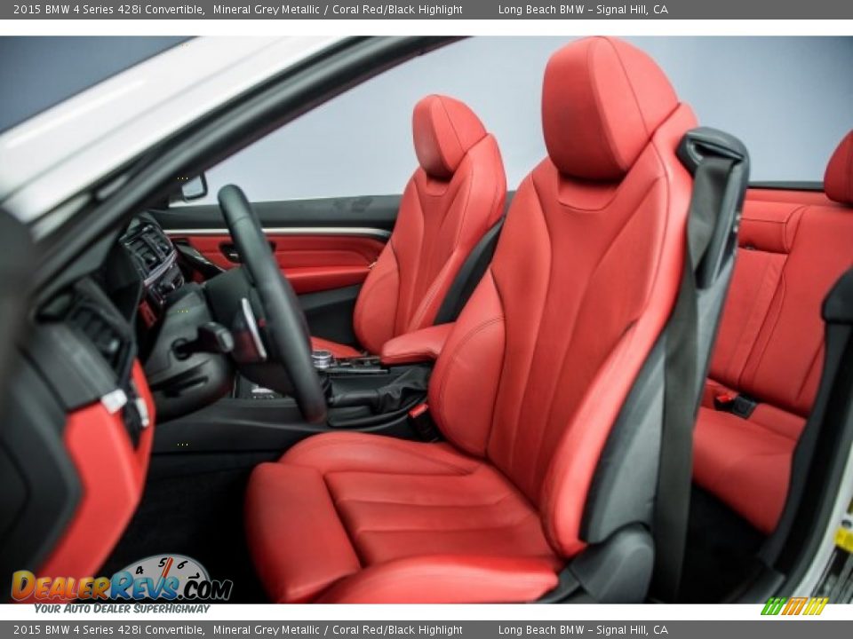 2015 BMW 4 Series 428i Convertible Mineral Grey Metallic / Coral Red/Black Highlight Photo #26