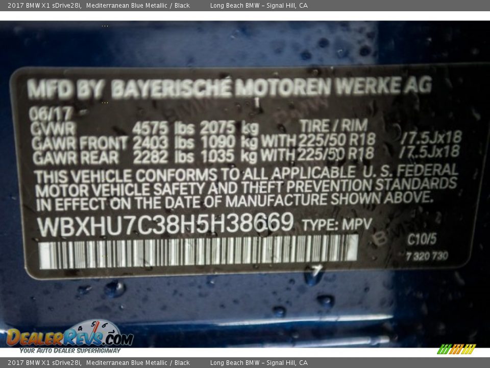 2017 BMW X1 sDrive28i Mediterranean Blue Metallic / Black Photo #16