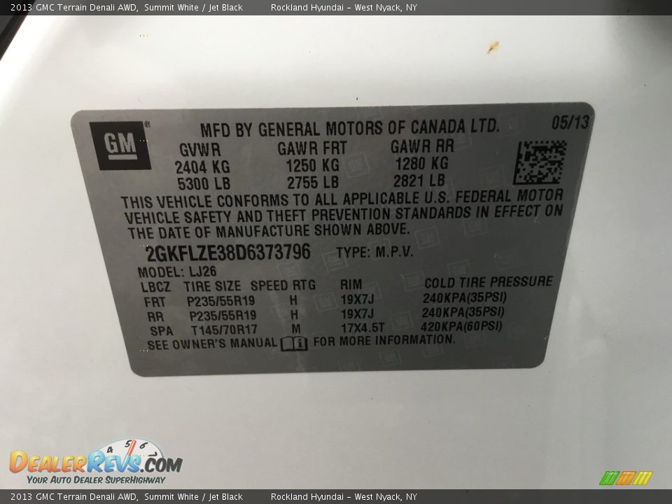 2013 GMC Terrain Denali AWD Summit White / Jet Black Photo #29