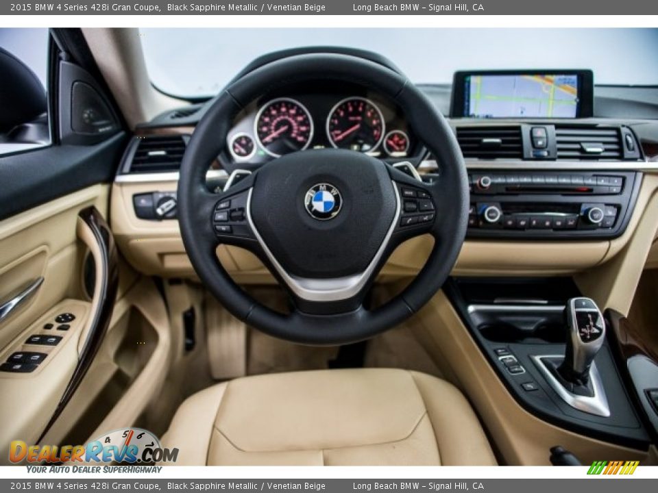 2015 BMW 4 Series 428i Gran Coupe Black Sapphire Metallic / Venetian Beige Photo #4