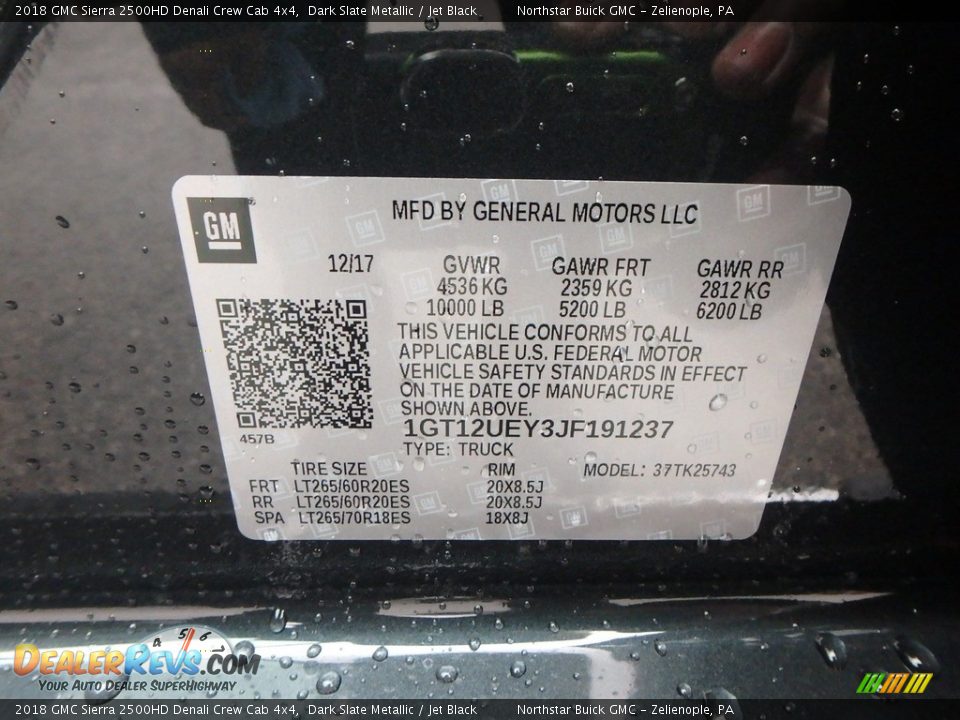 2018 GMC Sierra 2500HD Denali Crew Cab 4x4 Dark Slate Metallic / Jet Black Photo #16