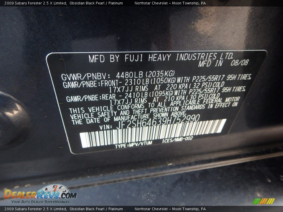 2009 Subaru Forester 2.5 X Limited Obsidian Black Pearl / Platinum Photo #14