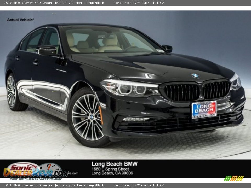2018 BMW 5 Series 530i Sedan Jet Black / Canberra Beige/Black Photo #1
