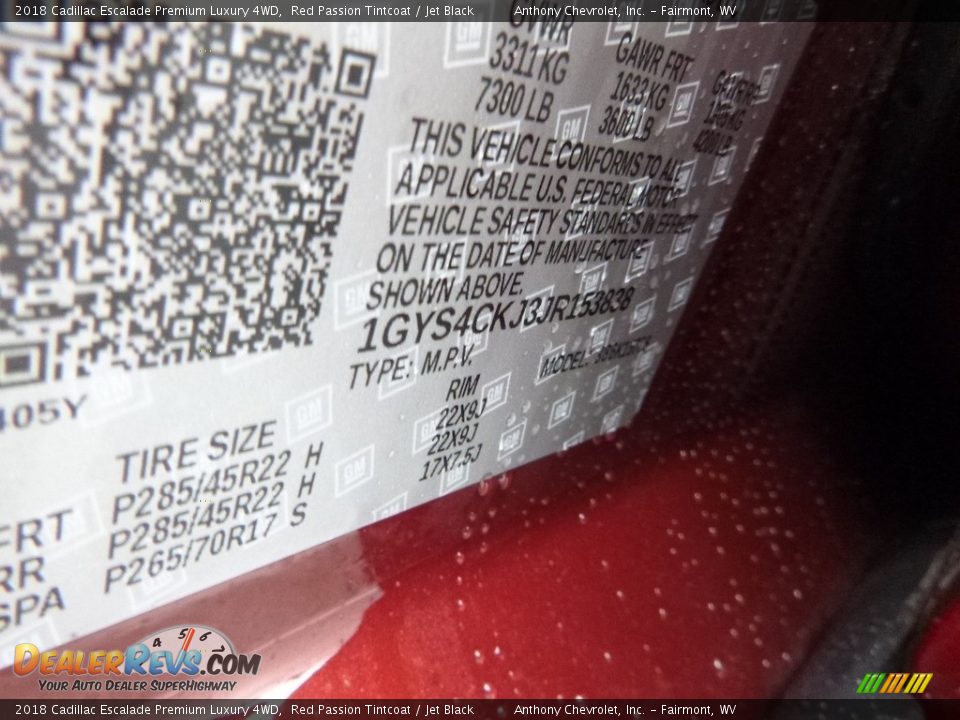 2018 Cadillac Escalade Premium Luxury 4WD Red Passion Tintcoat / Jet Black Photo #13