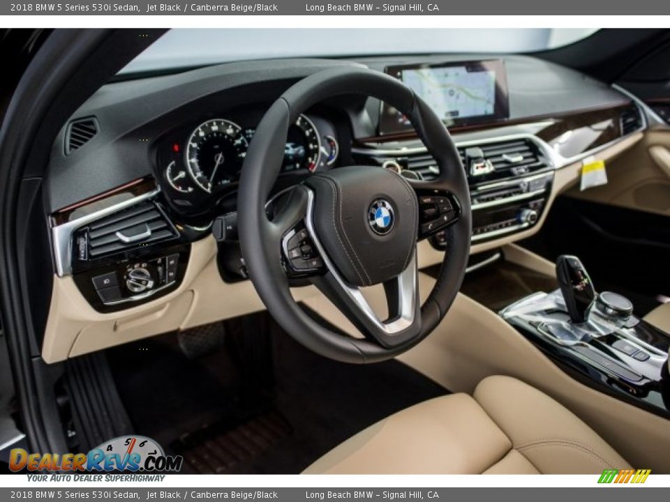 2018 BMW 5 Series 530i Sedan Jet Black / Canberra Beige/Black Photo #6