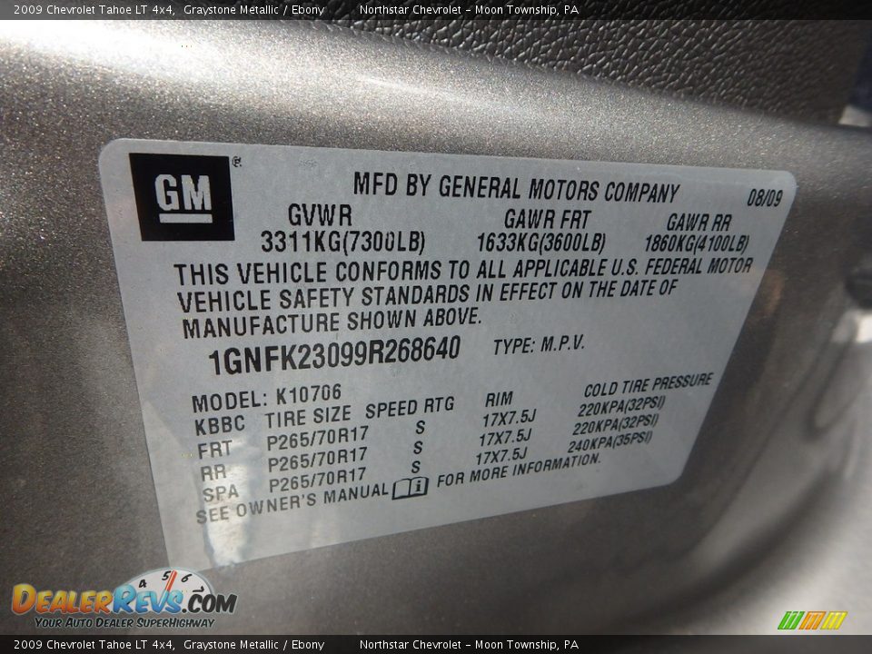 2009 Chevrolet Tahoe LT 4x4 Graystone Metallic / Ebony Photo #14
