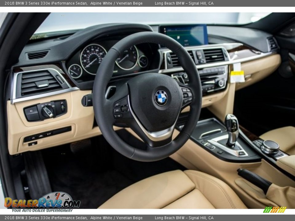 2018 BMW 3 Series 330e iPerformance Sedan Alpine White / Venetian Beige Photo #6