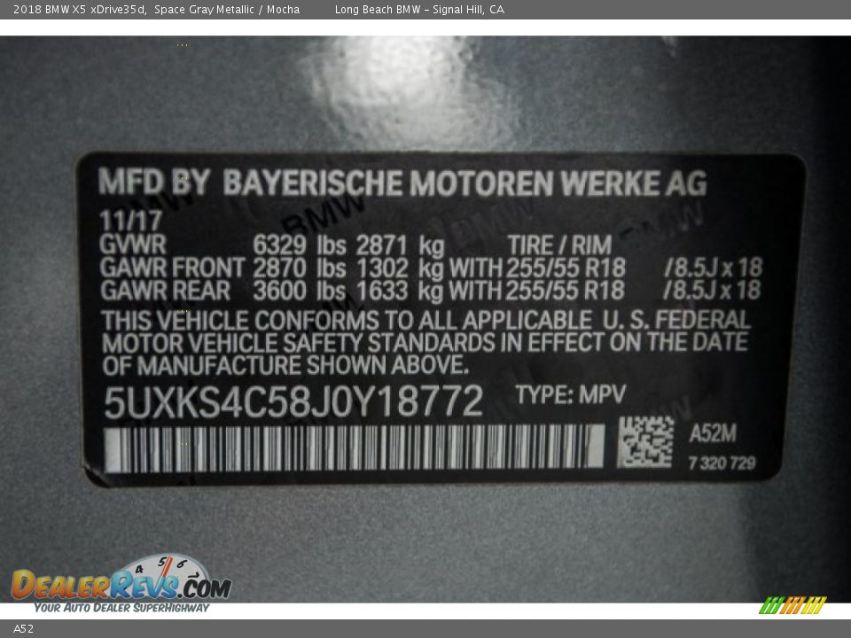 BMW Color Code A52 Space Gray Metallic