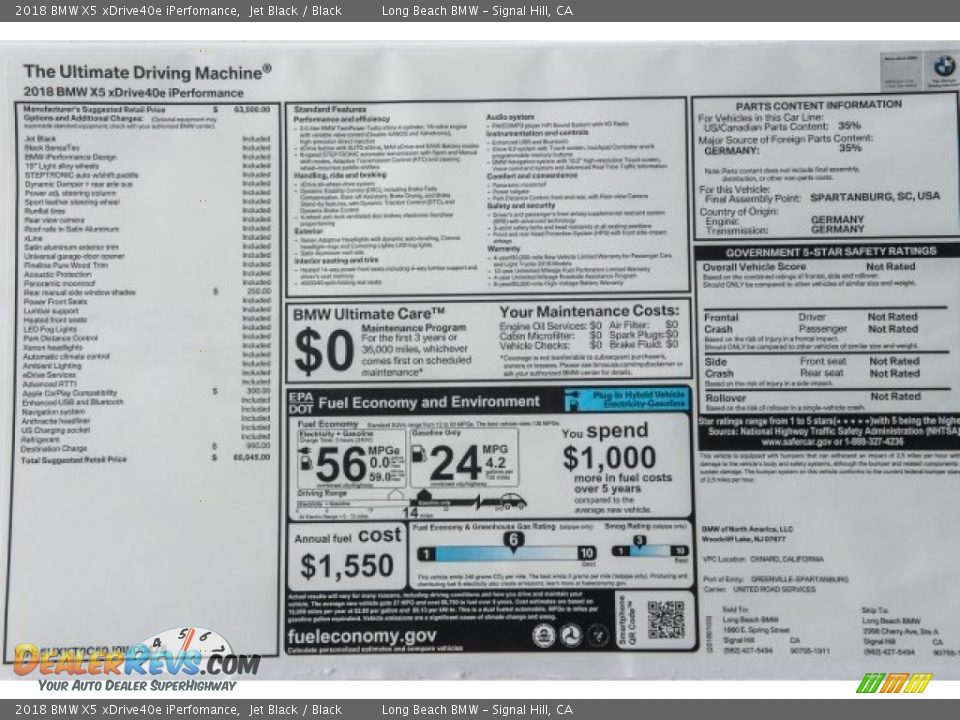 2018 BMW X5 xDrive40e iPerfomance Jet Black / Black Photo #10