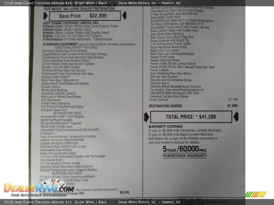 2018 Jeep Grand Cherokee Altitude 4x4 Bright White / Black Photo #30