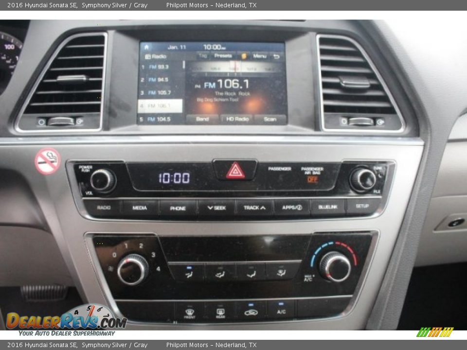 2016 Hyundai Sonata SE Symphony Silver / Gray Photo #19