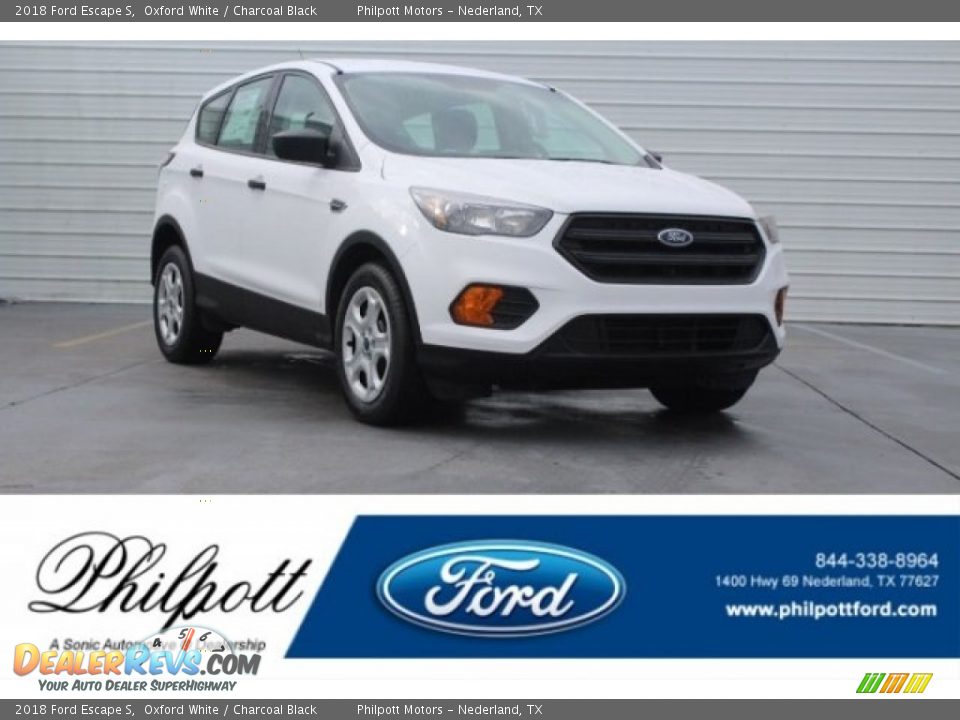 2018 Ford Escape S Oxford White / Charcoal Black Photo #1