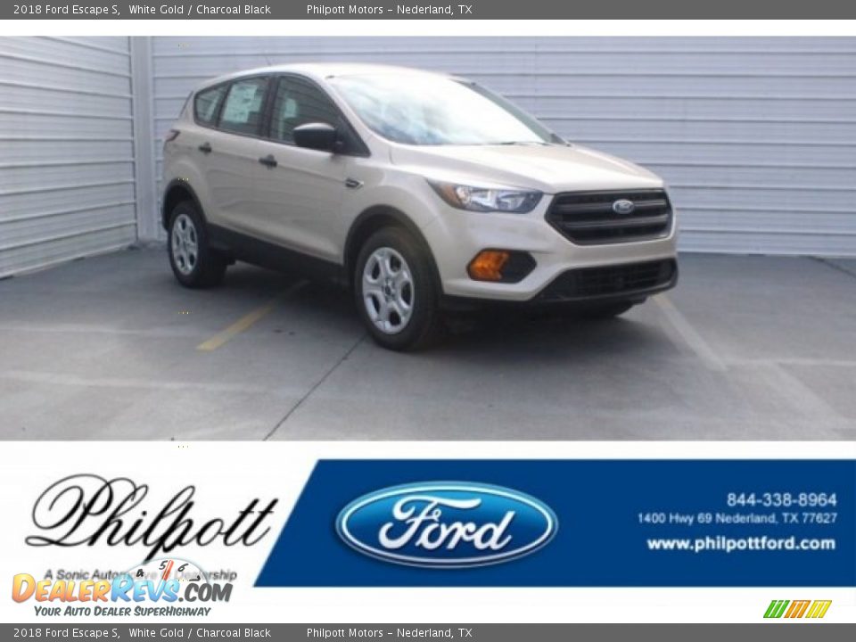 2018 Ford Escape S White Gold / Charcoal Black Photo #1