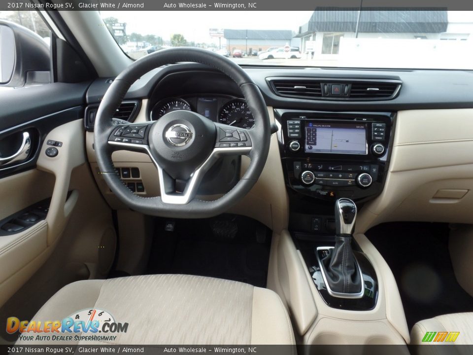 2017 Nissan Rogue SV Glacier White / Almond Photo #14
