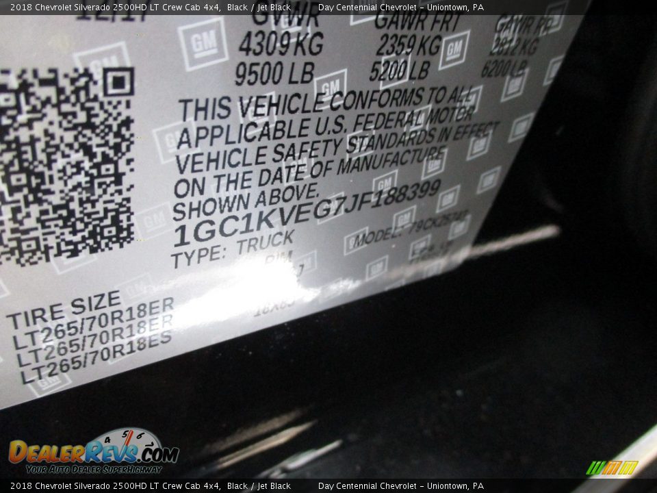 2018 Chevrolet Silverado 2500HD LT Crew Cab 4x4 Black / Jet Black Photo #20
