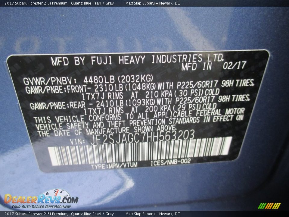 2017 Subaru Forester 2.5i Premium Quartz Blue Pearl / Gray Photo #30