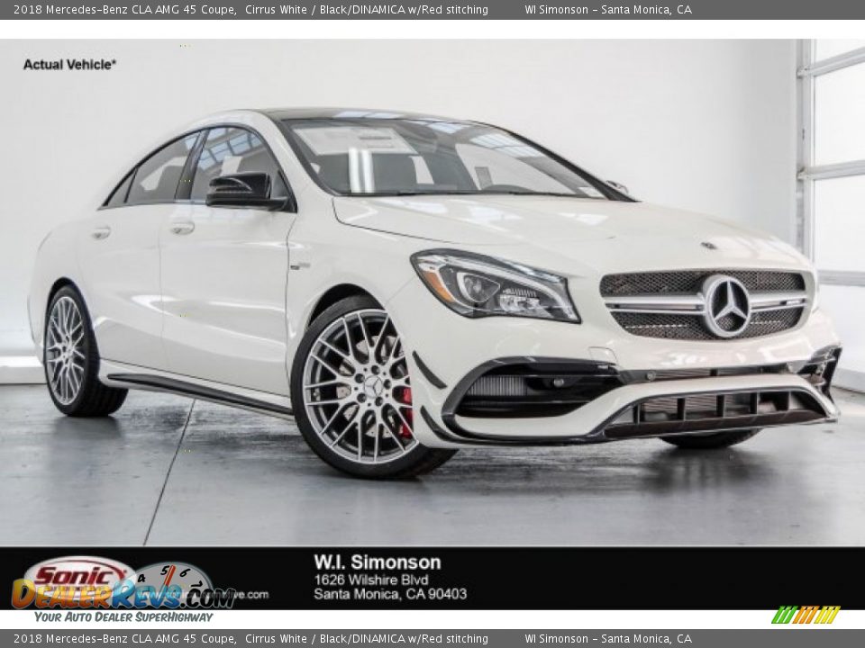 2018 Mercedes-Benz CLA AMG 45 Coupe Cirrus White / Black/DINAMICA w/Red stitching Photo #1