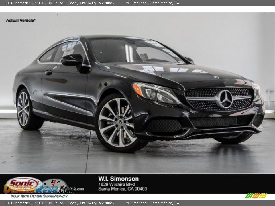 2018 Mercedes-Benz C 300 Coupe Black / Cranberry Red/Black Photo #1