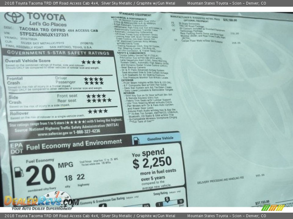 2018 Toyota Tacoma TRD Off Road Access Cab 4x4 Silver Sky Metallic / Graphite w/Gun Metal Photo #10