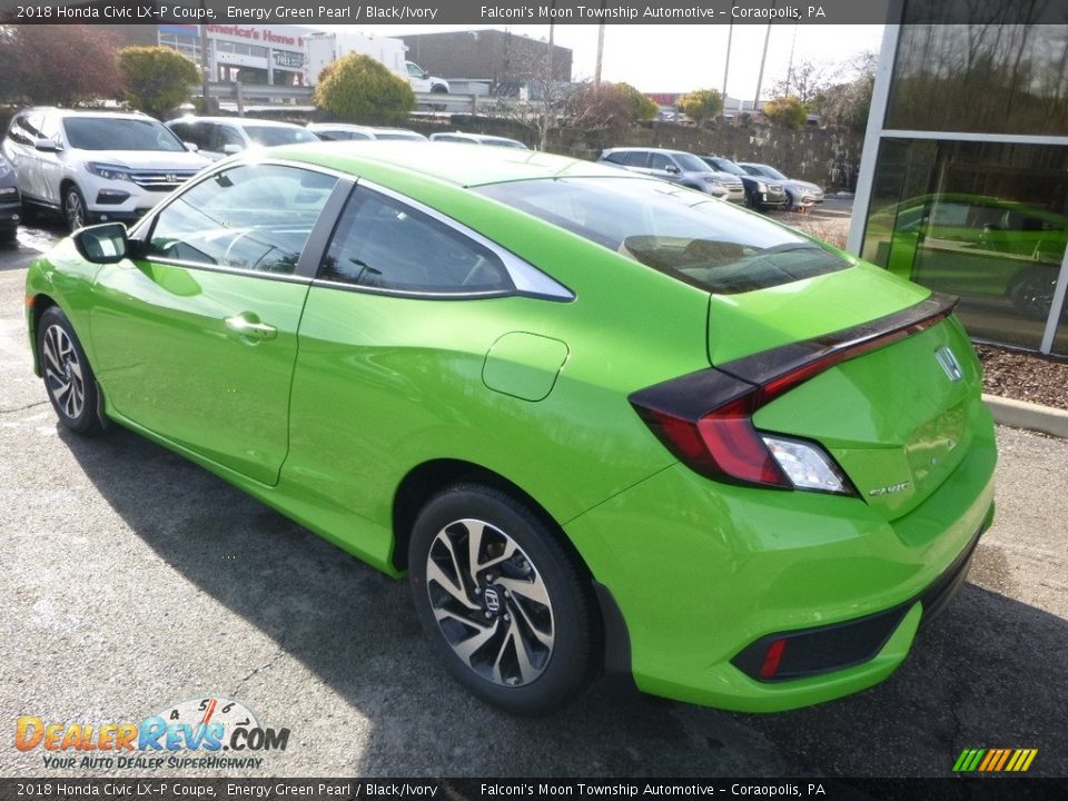 2018 Honda Civic LX-P Coupe Energy Green Pearl / Black/Ivory Photo #2