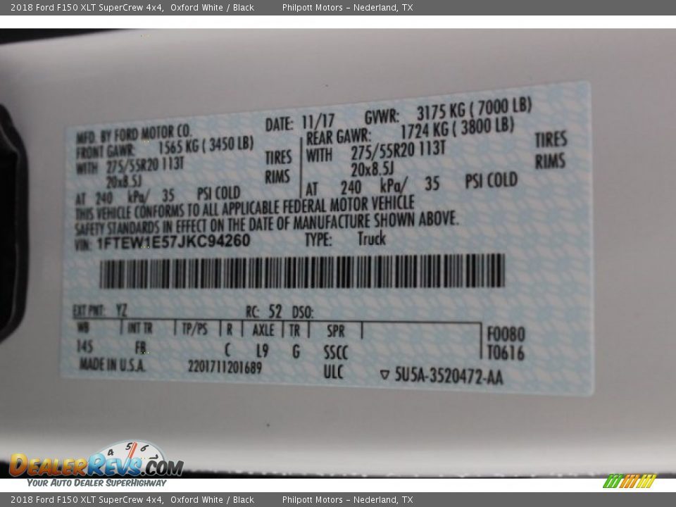 2018 Ford F150 XLT SuperCrew 4x4 Oxford White / Black Photo #33