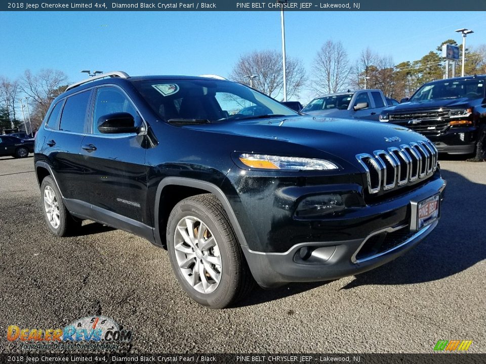 2018 Jeep Cherokee Limited 4x4 Diamond Black Crystal Pearl / Black Photo #1