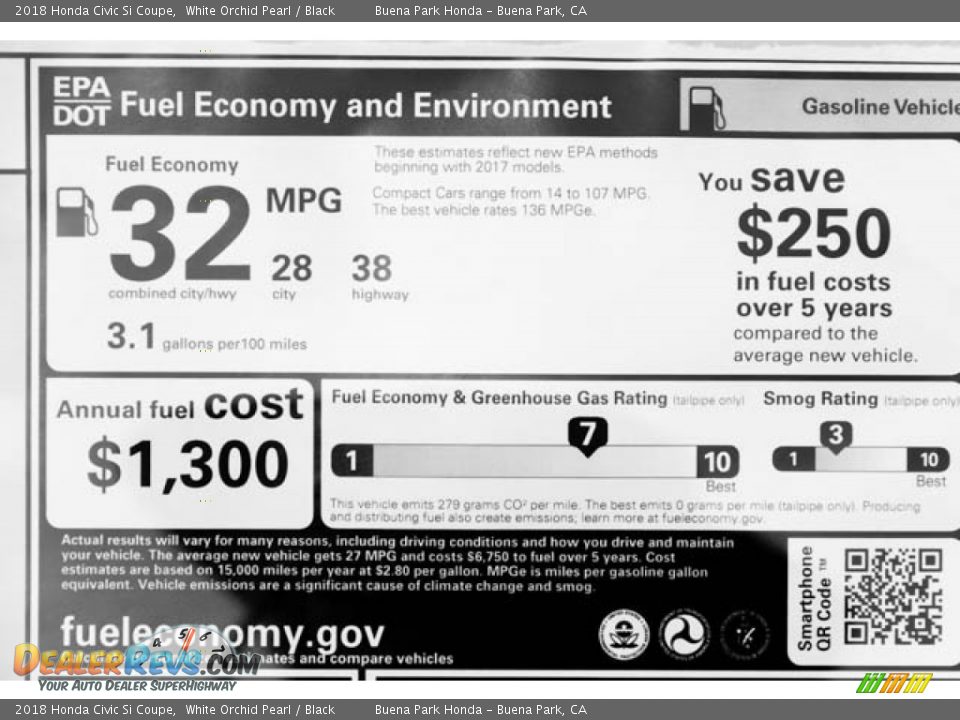 2018 Honda Civic Si Coupe White Orchid Pearl / Black Photo #17