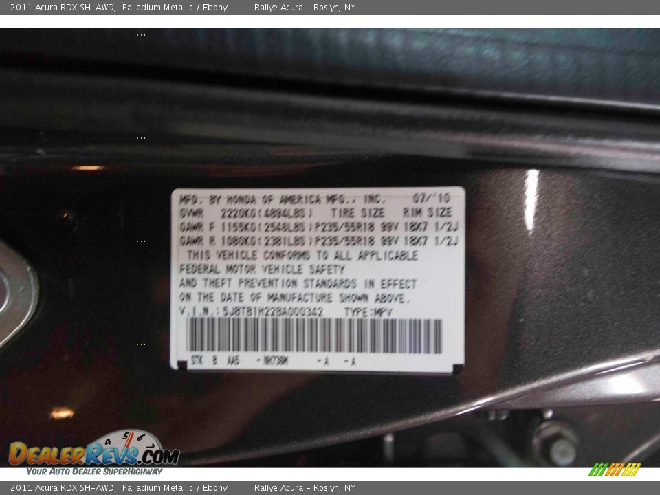 2011 Acura RDX SH-AWD Palladium Metallic / Ebony Photo #32