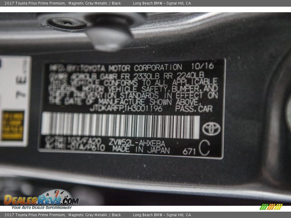 2017 Toyota Prius Prime Premium Magnetic Gray Metallic / Black Photo #18