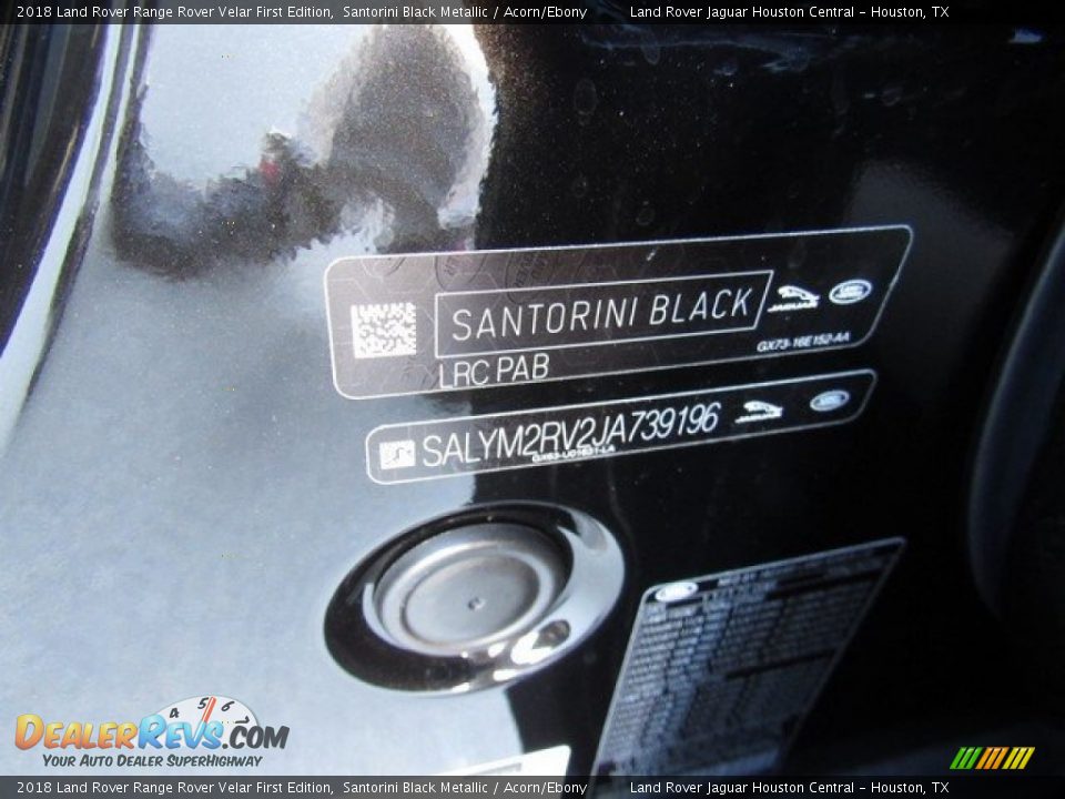 2018 Land Rover Range Rover Velar First Edition Santorini Black Metallic / Acorn/Ebony Photo #25